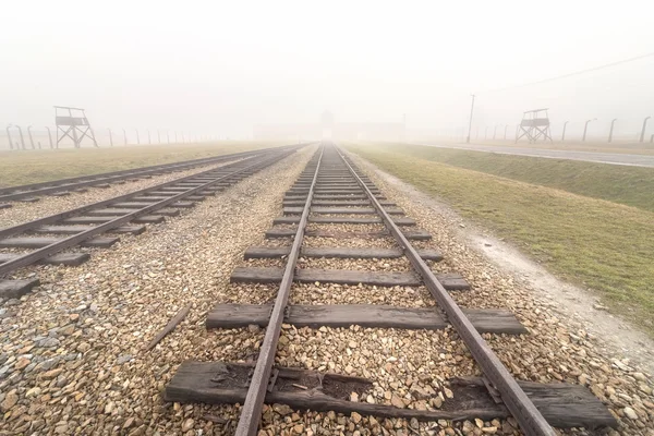 Auschwitz-birkenau főbejárat — Stock Fotó