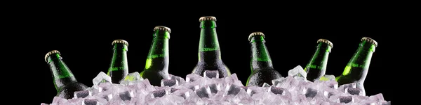 Bottiglie di birra sul ghiaccio — Foto Stock