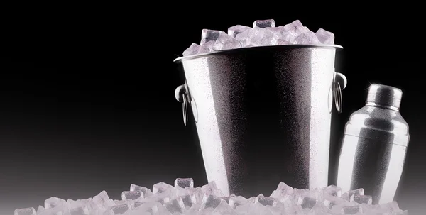 Cocktail shaker with metal ice bucket — Stock Photo, Image