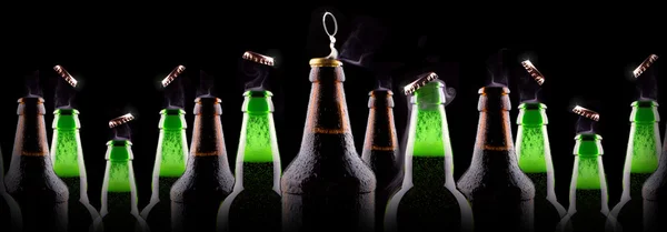 Bottiglie di birra sul ghiaccio — Foto Stock