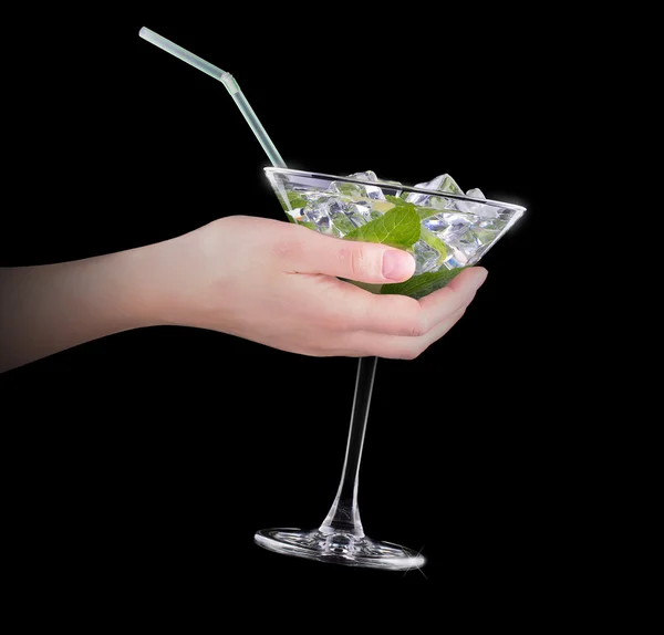 Mojito di cocktail su un nero — Foto Stock