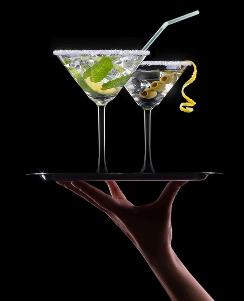 Alcohol cocktail set on a black — Stock Photo, Image