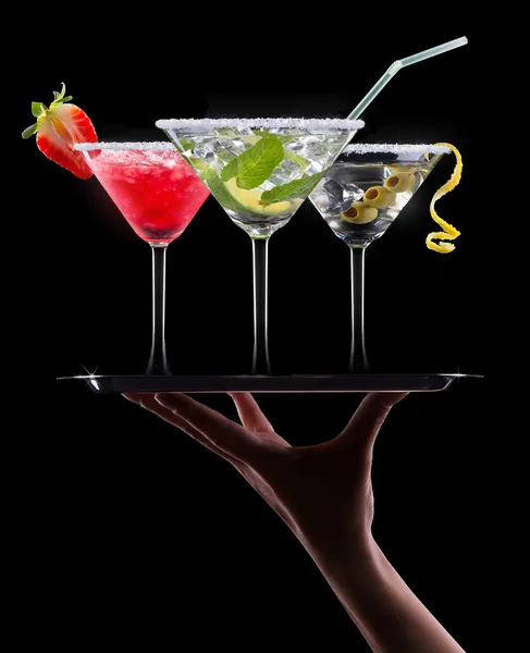 Alcohol cocktail ingesteld op een zwart — Stockfoto