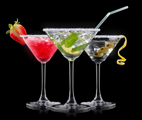 Alcohol cocktail set on a black — Stock Photo, Image