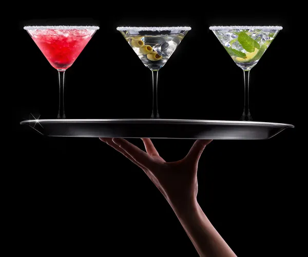 Alcohol cocktail ingesteld op een zwart — Stockfoto