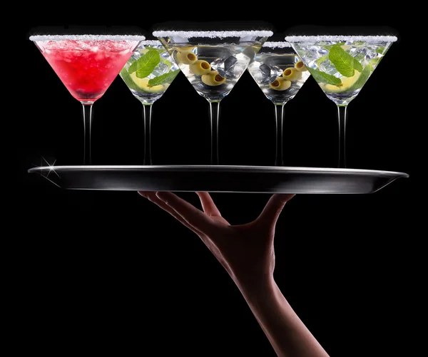 Alcohol cocktail set on a black — Stock Photo, Image