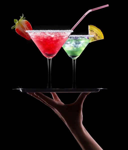 Alcohol cocktail set on a black — Stock Photo, Image