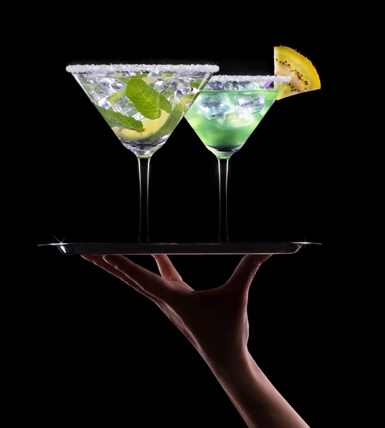 Alcohol cocktail set on a black — Stock Photo, Image