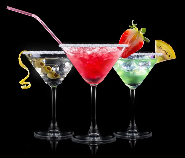 Alcohol cocktail set on a black — Stock Photo, Image