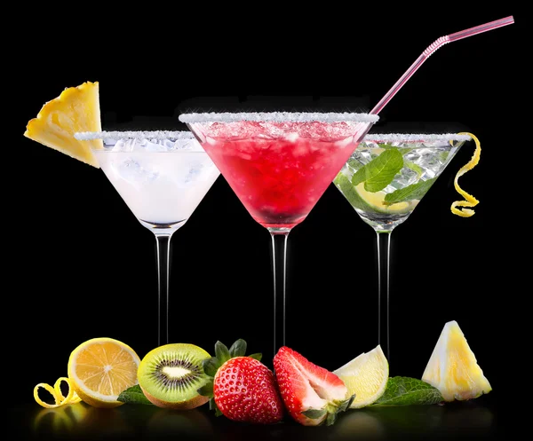 Alcohol cocktail set with summer fruits — Stock Photo, Image