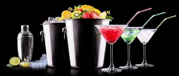 Alcohol cocktail set with summer fruits — Stock Photo, Image