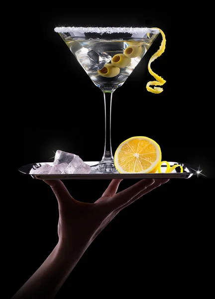 Bir siyah kokteyl martini — Stok fotoğraf