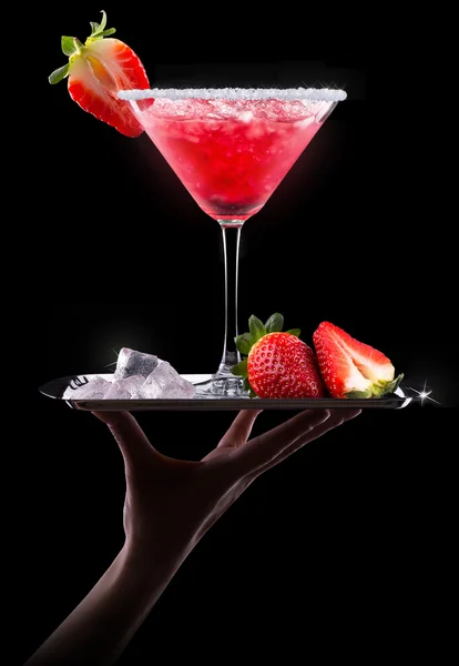 Berry cooler cocktail on a black — Stock Photo, Image