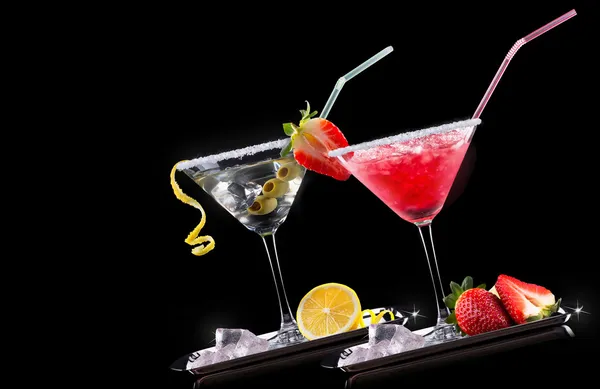 Alcohol cocktail set on a black — Stock Photo, Image