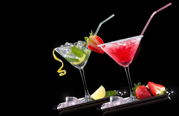 Alcohol cocktail set on a black — Stock Photo, Image