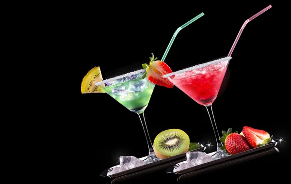 Alcohol cocktail set on a black — Stock Photo, Image