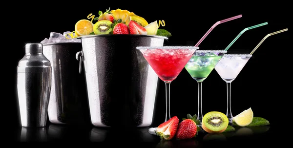Alcohol cocktail set with summer fruits