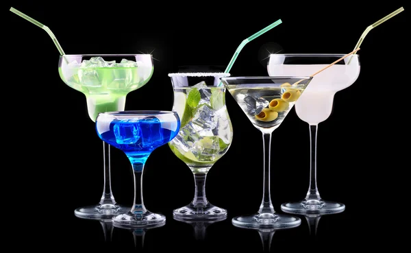 Alcohol cocktail set with summer fruits — Stock Photo, Image