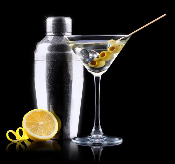 Martini di cocktail su un nero — Foto Stock