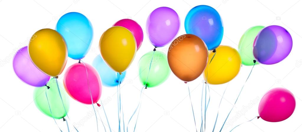 Flying balloons isolated