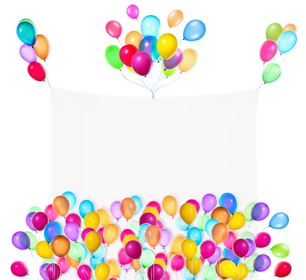 Urlaubsbanner mit bunten Luftballons — Stockfoto