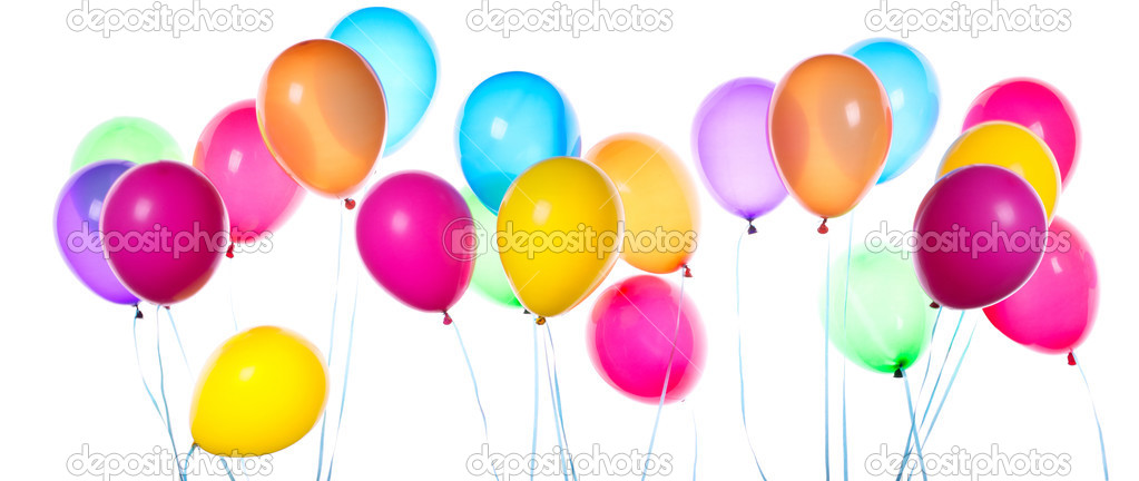 Flying balloons isolated
