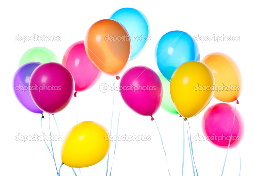 Flying balloons isolated