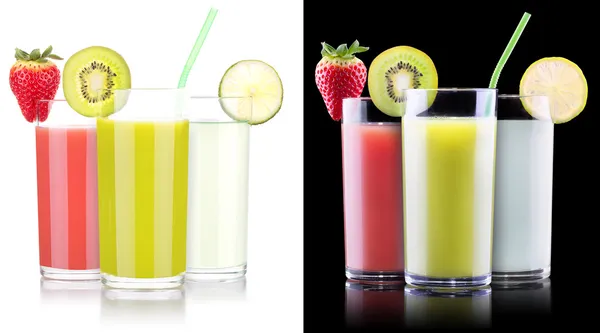 Fruits d'été savoureux avec jus en verre — Photo