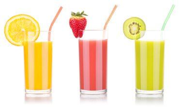 frutas de verano sabroso con zumo de vidrio