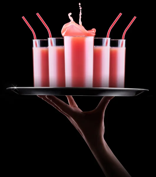 Smoothies de fraise en verre avec éclaboussure — Photo