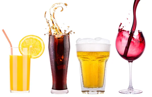 Zbiór różnych obrazów alkoholu na białym tle — Zdjęcie stockowe
