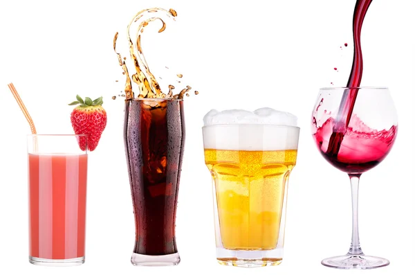 Kolekce různých obrazů alkoholu, izolované — Stock fotografie