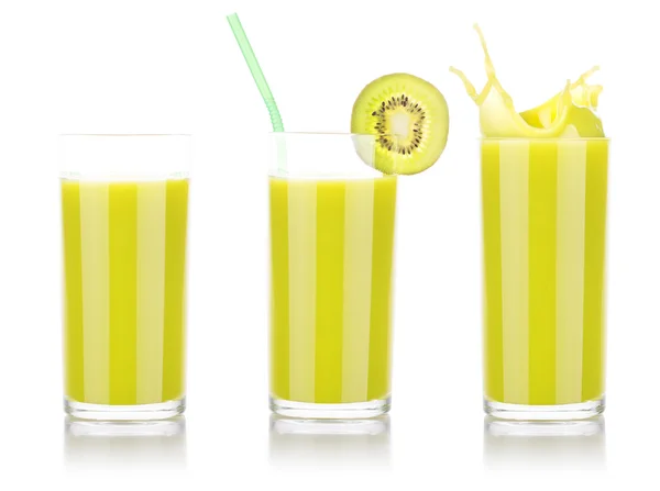 Smoothies aus Kiwi im Glas mit Spritzer — Stockfoto