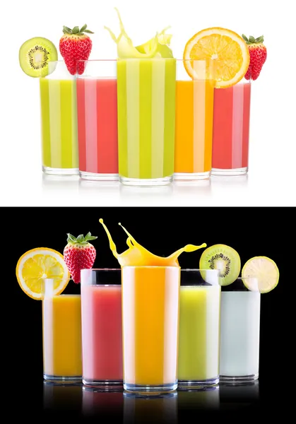 Sabrosas bebidas de frutas de verano en vaso con salpicadura —  Fotos de Stock