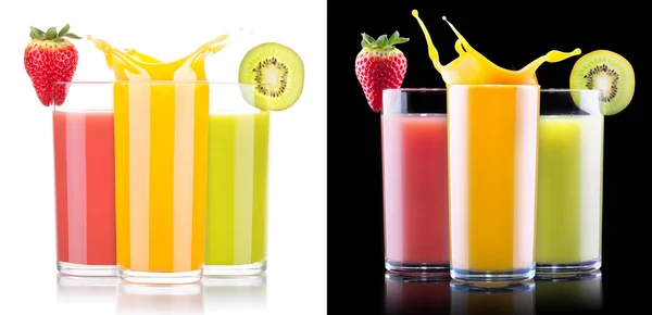 맛 있는 여름 과일 음료 스플래시와 유리 — 스톡 사진
