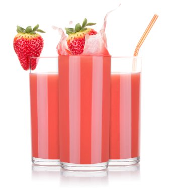 Smoothies çilek sıçrama ile cam
