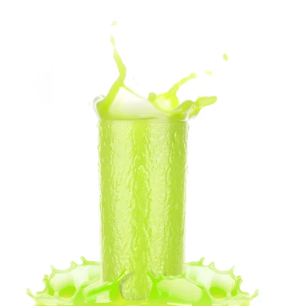 Smoothies of kiwi in glass with splash — Stock Photo, Image