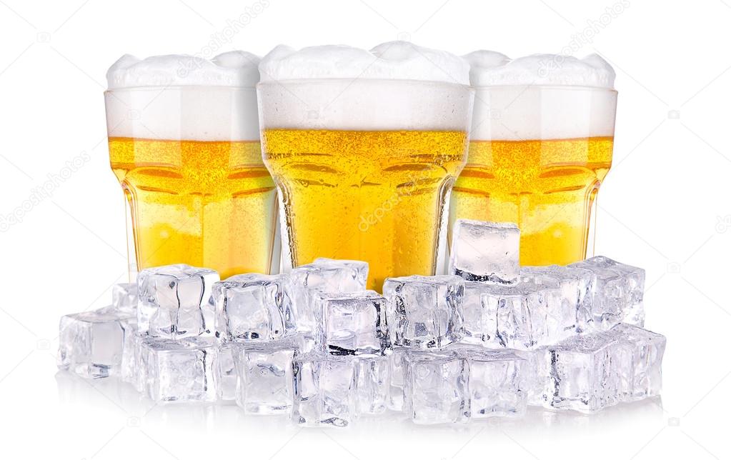 Beer glass in ice isolated