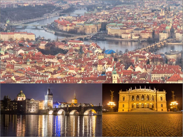 Collage bezienswaardigheden van Praag — Stockfoto