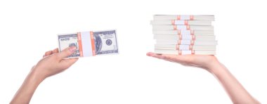 büyük paketleri izole el dolar