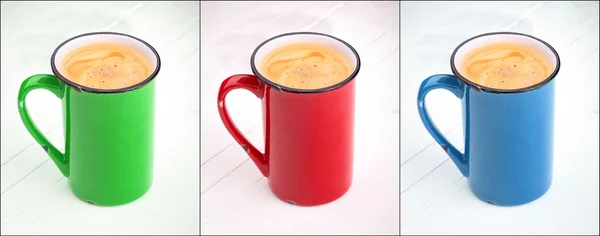 Czerwony, zielony i niebieski filiżankę kawy zestaw — Zdjęcie stockowe