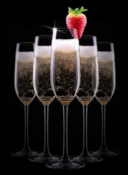 Champagne glass on black background — Stock Photo, Image