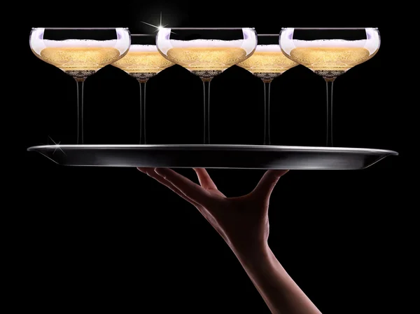 Číšník ruka se šampaňským — Stock fotografie
