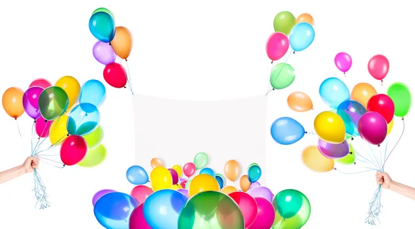 Holiday banners with colorful balloons — Stock Photo, Image