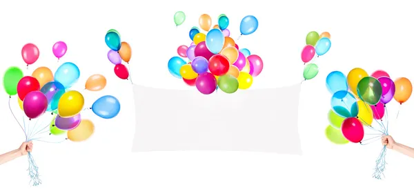 Holiday banners with colorful balloons — Stock Photo, Image