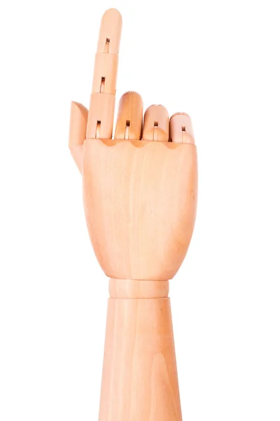 Fából készült ujjal mutatva, vagy megható — Stock Fotó
