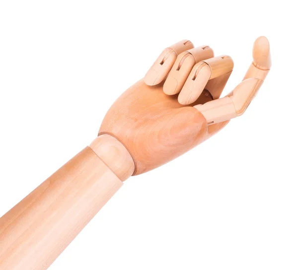 Wooden finger pointing or touching — Stock Photo, Image