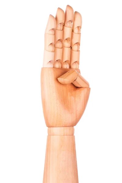 La mano di legno mostra quattro dita — Foto Stock