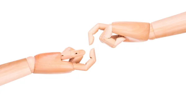 Trä finger pekar eller röra — Stockfoto