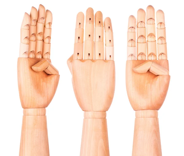 La mano di legno mostra quattro dita — Foto Stock